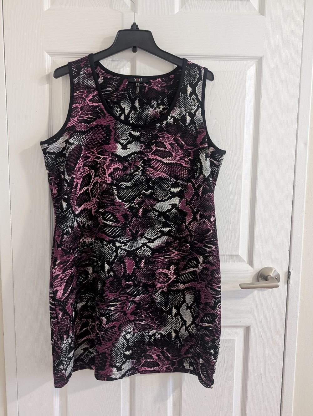 Yest Purple Snakeskin Textured Sleeveless Sheath Dress Work wear Chic - Size 14